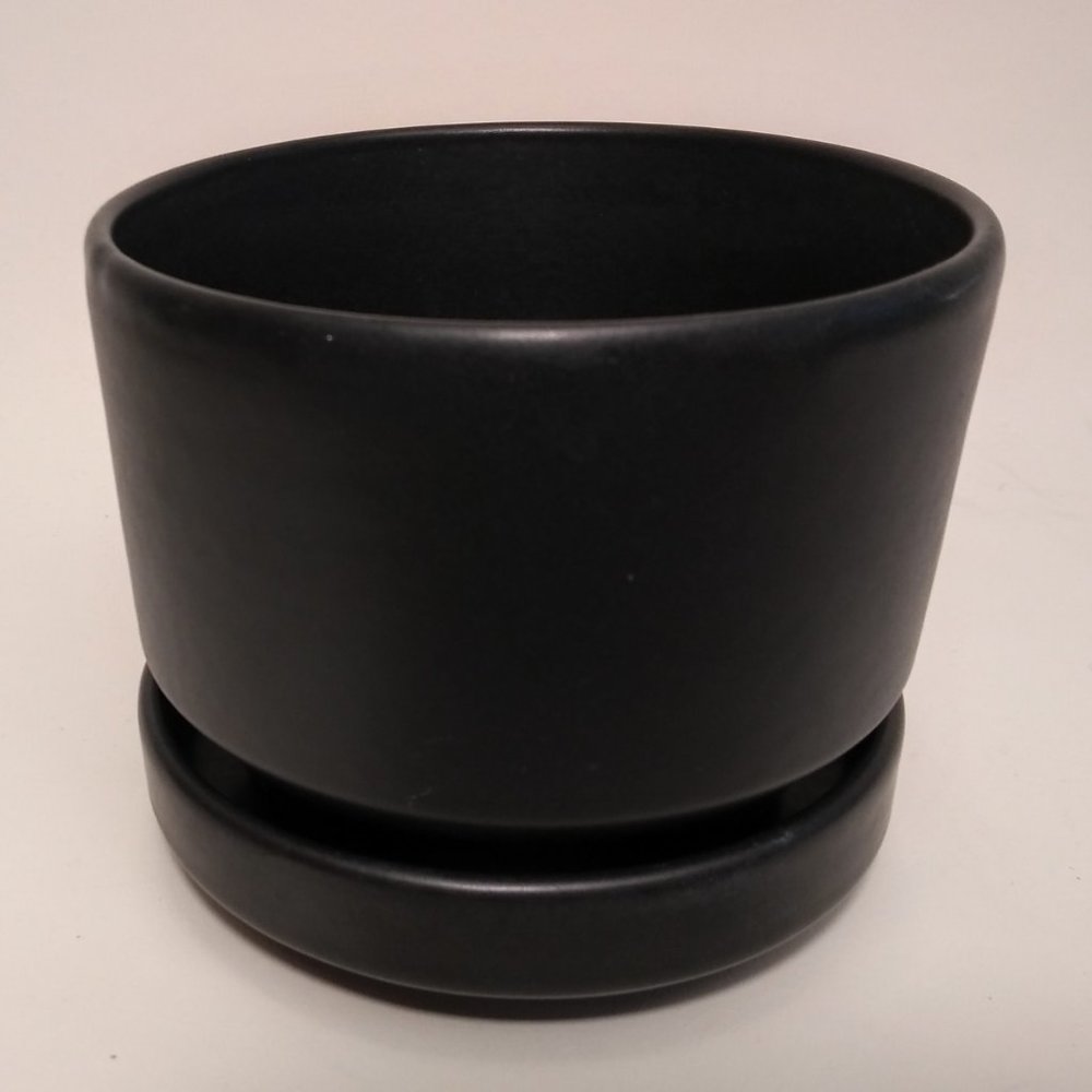 1960s Arabia Planter w Saucer Matte Black - Picture 10 of 13